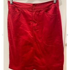 Orvis Red Pencil Skirt Sz. 8 Pockets